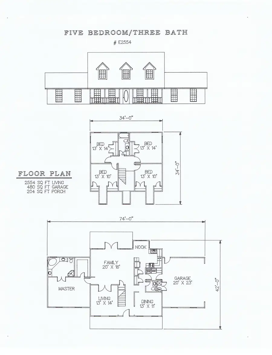 Plan #E2554 five bedroom house plan preview