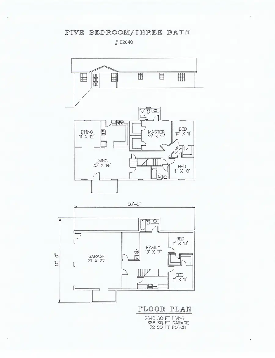 Plan #E2640 five bedroom house plan preview