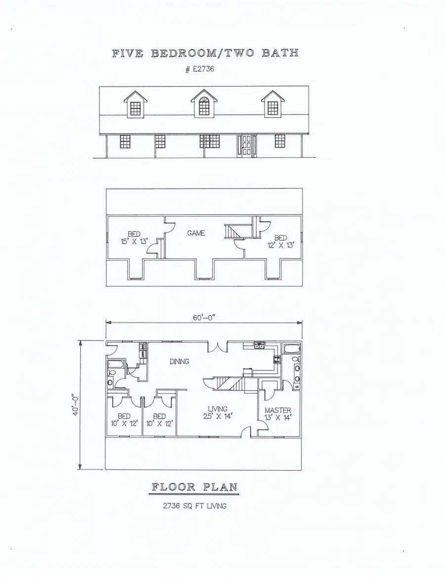 Plan #E2736 five bedroom house plan preview