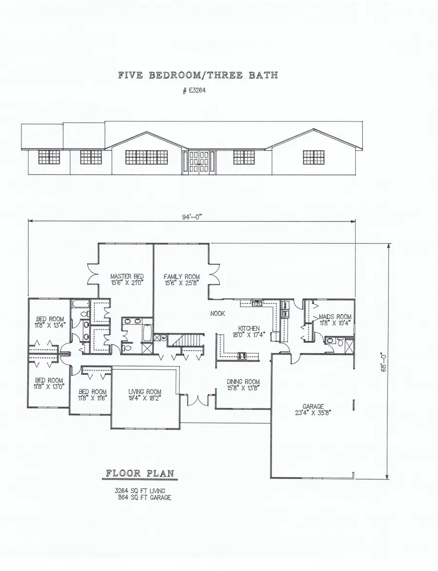 Plan #E3264 five bedroom house plan preview