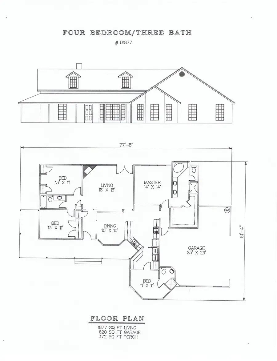 Plan #D1877 four bedroom house plan preview