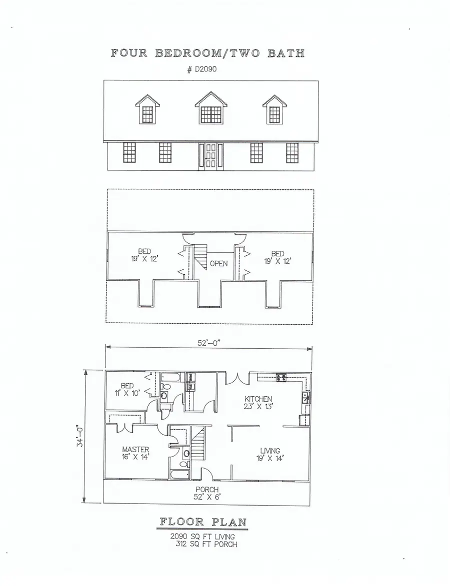 Plan #D2090 four bedroom house plan preview