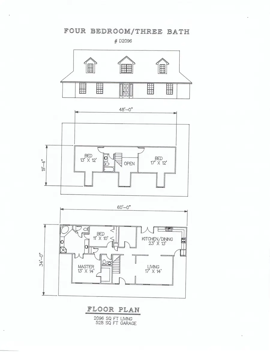 Plan #D2096 four bedroom house plan preview