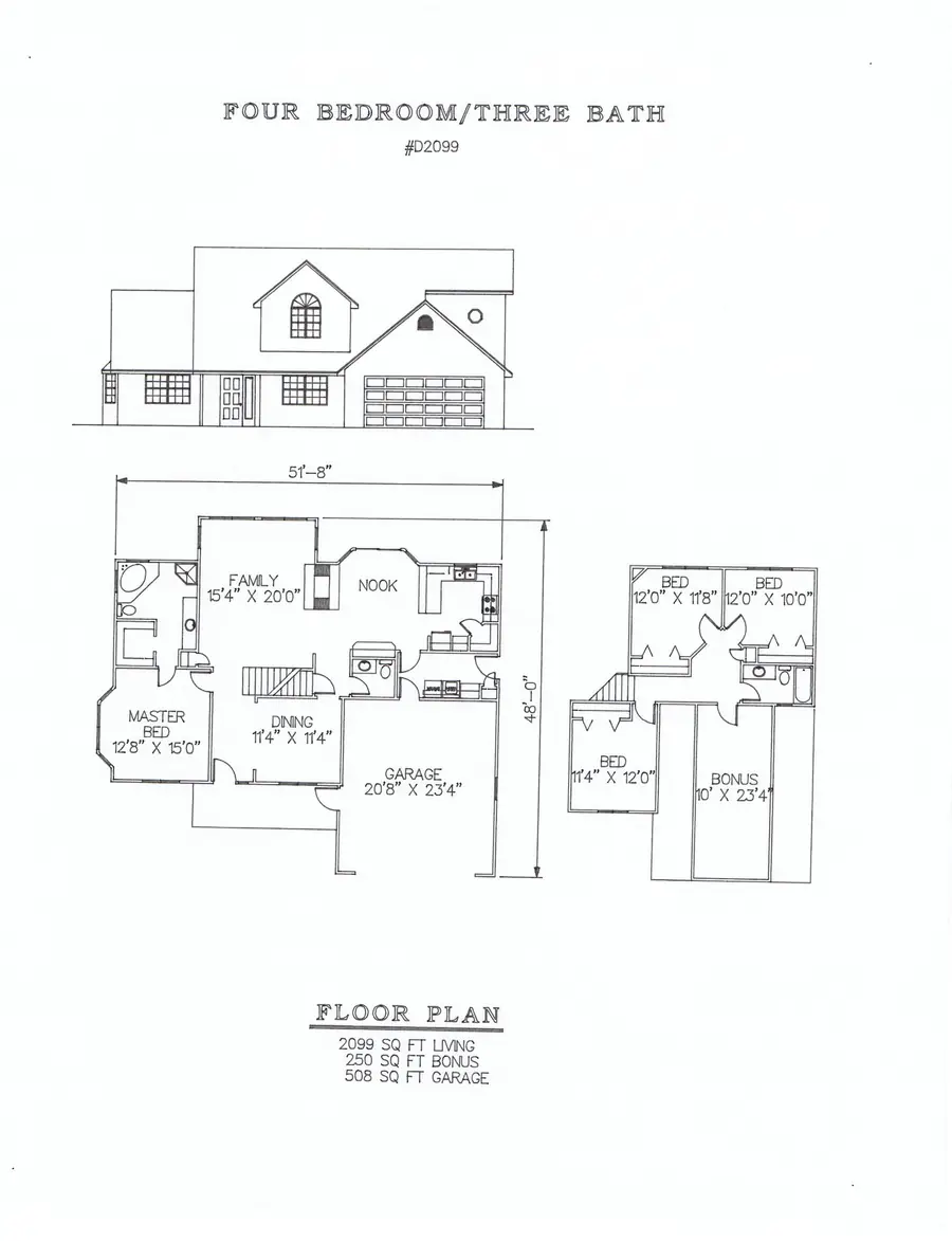 Plan #D2099 four bedroom house plan preview