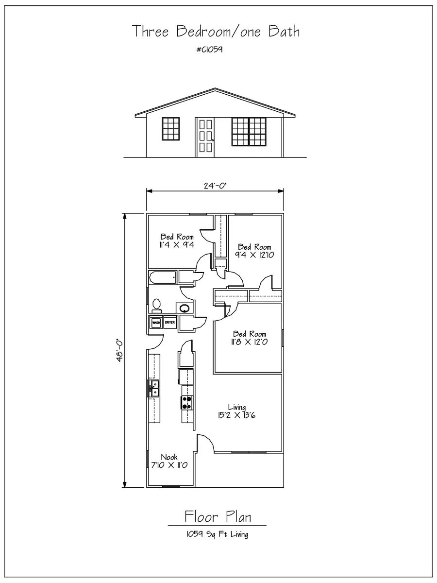 Plan #C1059 three bedroom house plan preview