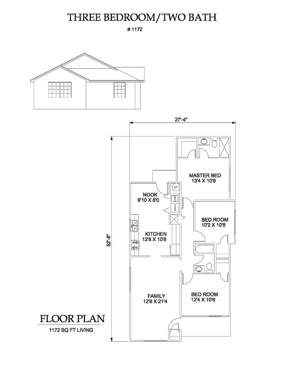 Plan #C1172 three bedroom house plan preview